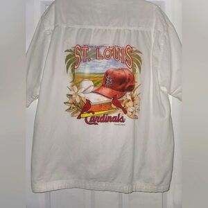 St. Louis Cardinals Mens  White Button Up Shirt Size XL